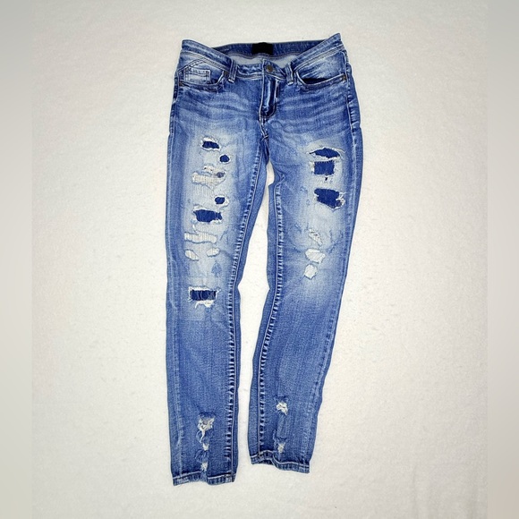 Buckle Black Women’s Light Blue Distressed Skinny Jeans Pre-Owned Size 26 - Picture 2 of 8